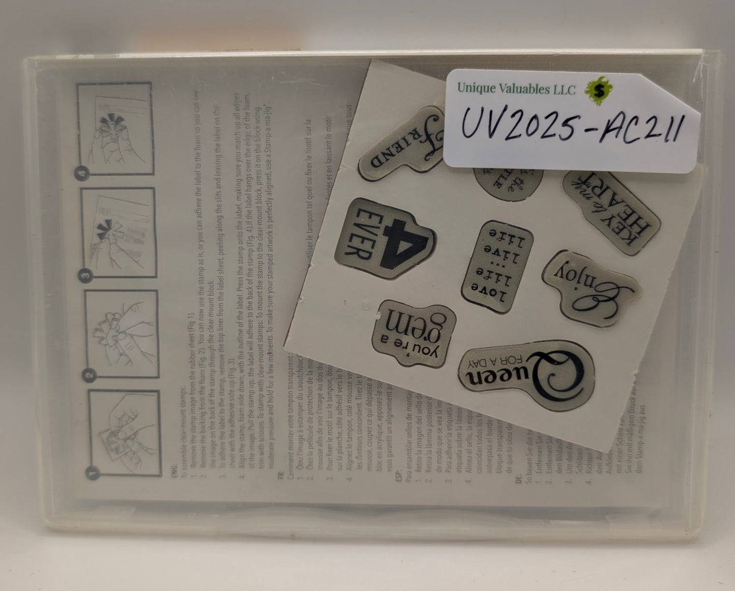 Stampin' Up! You're a Gem Cling Rubber Stamp Set Sentiments 8 PCS #122270 Used