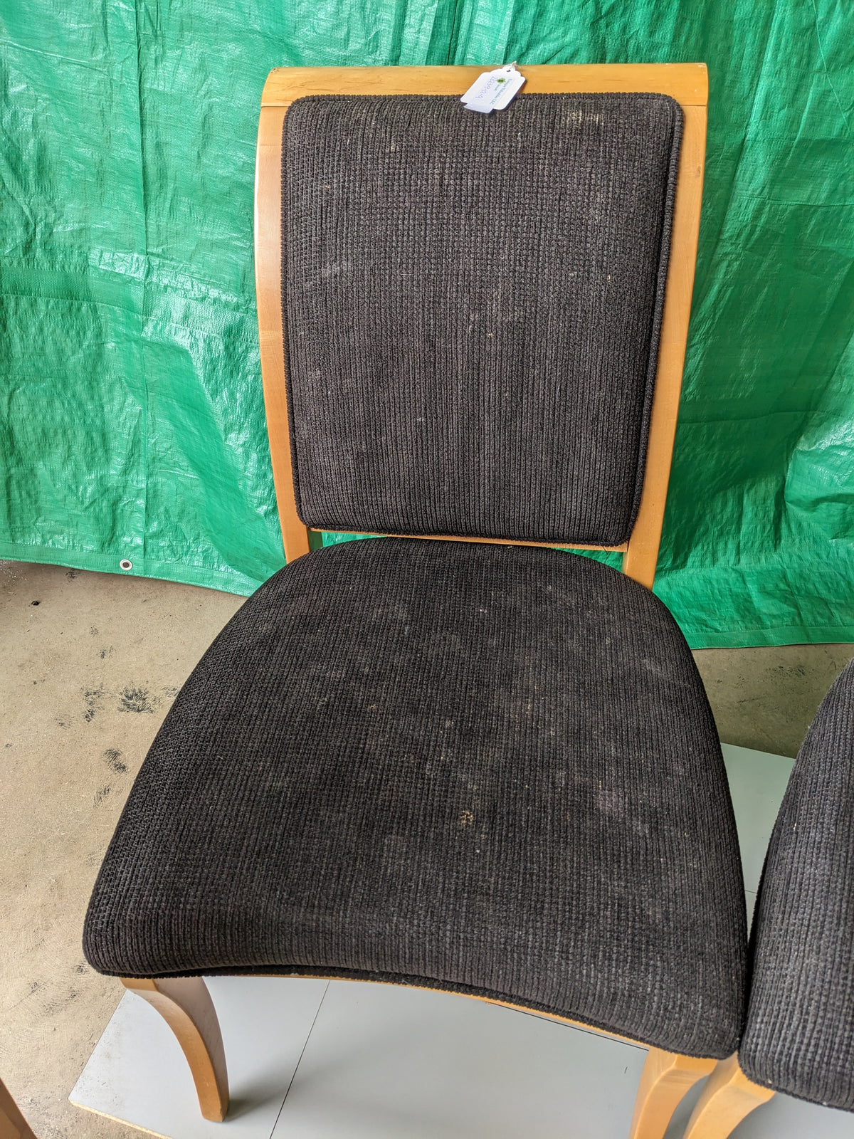 Dining Room Chair -Blonde High Back with Black Fabric seat and backrest