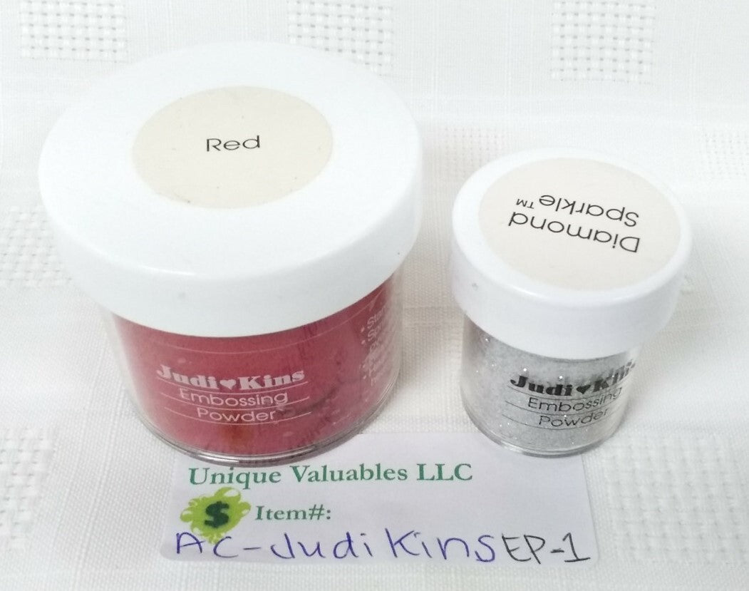 JudiKins Embossing Powder 1 Red and 1 Diamond Sparkle Items Previously Opened