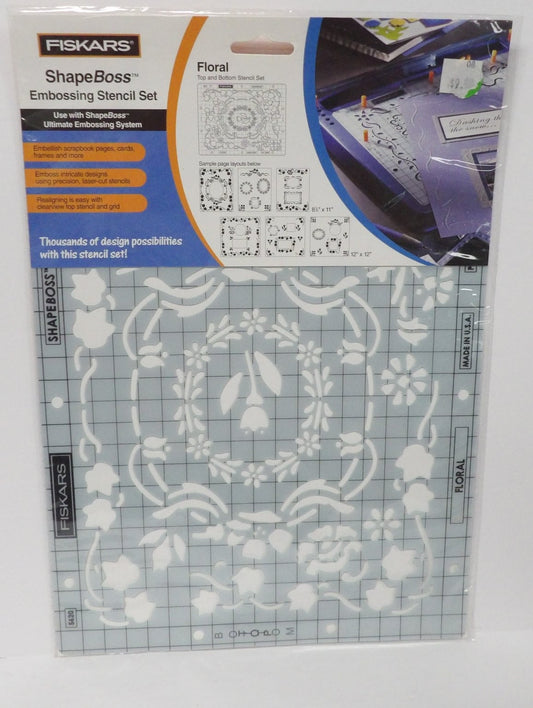 FISKARS ShapeBoss Floral Embossing Stencil Set for Paper/Cardstock
