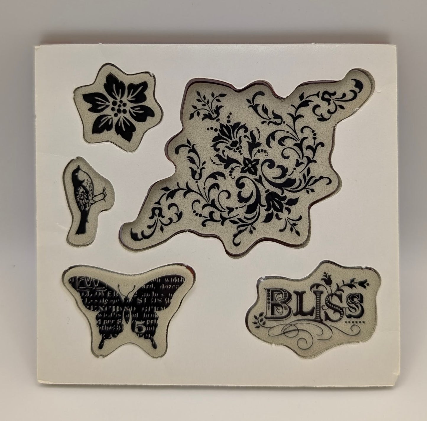 Stampin' Up! Bliss Cling Unmounted Stamp Set Floral Butterfly Bird 5 PCS #123217