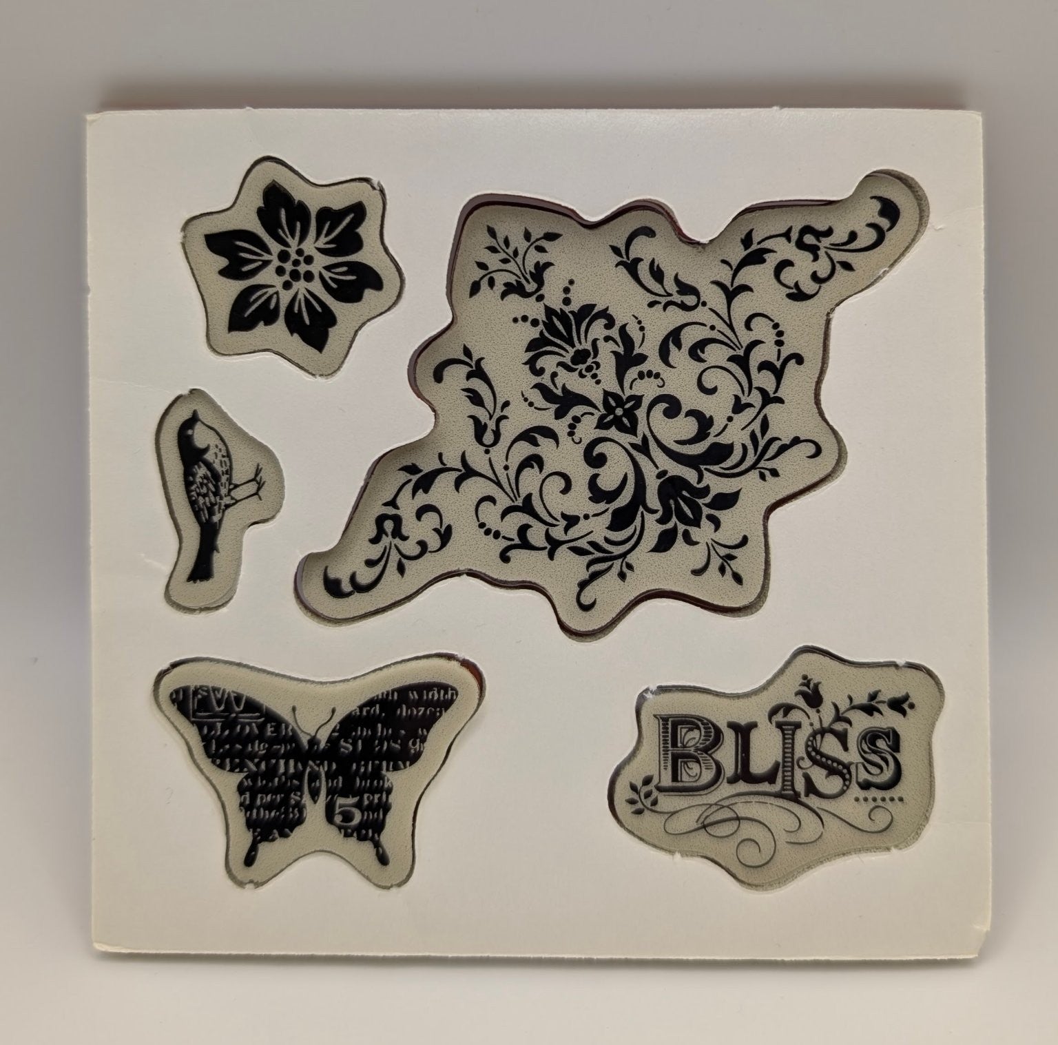 Stampin' Up! Bliss Cling Unmounted Stamp Set Floral Butterfly Bird 5 PCS #123217