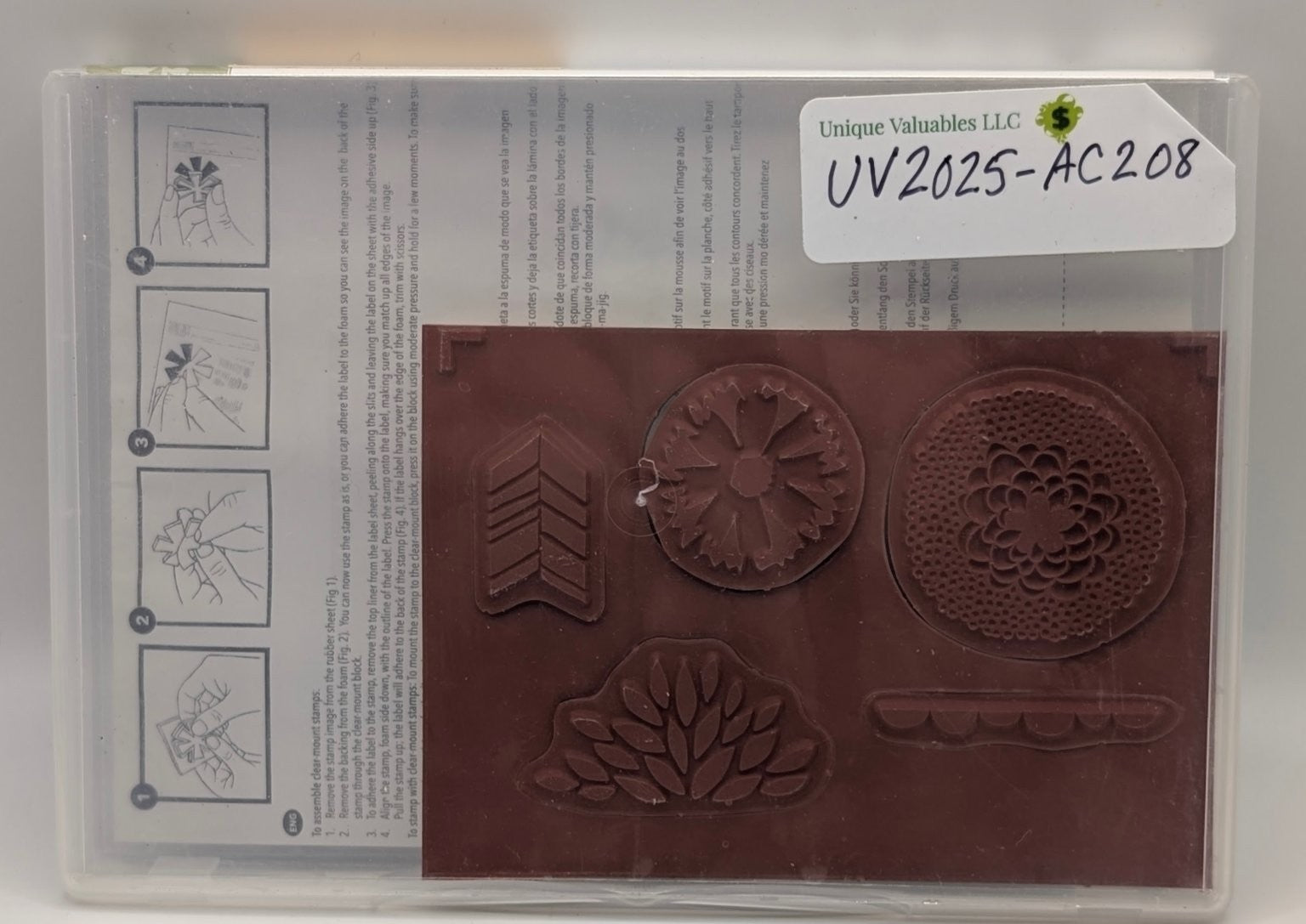 Stampin' Up! Petal Parade Cling Rubber Stamp Set Floral Geometric 5-PCS #133602