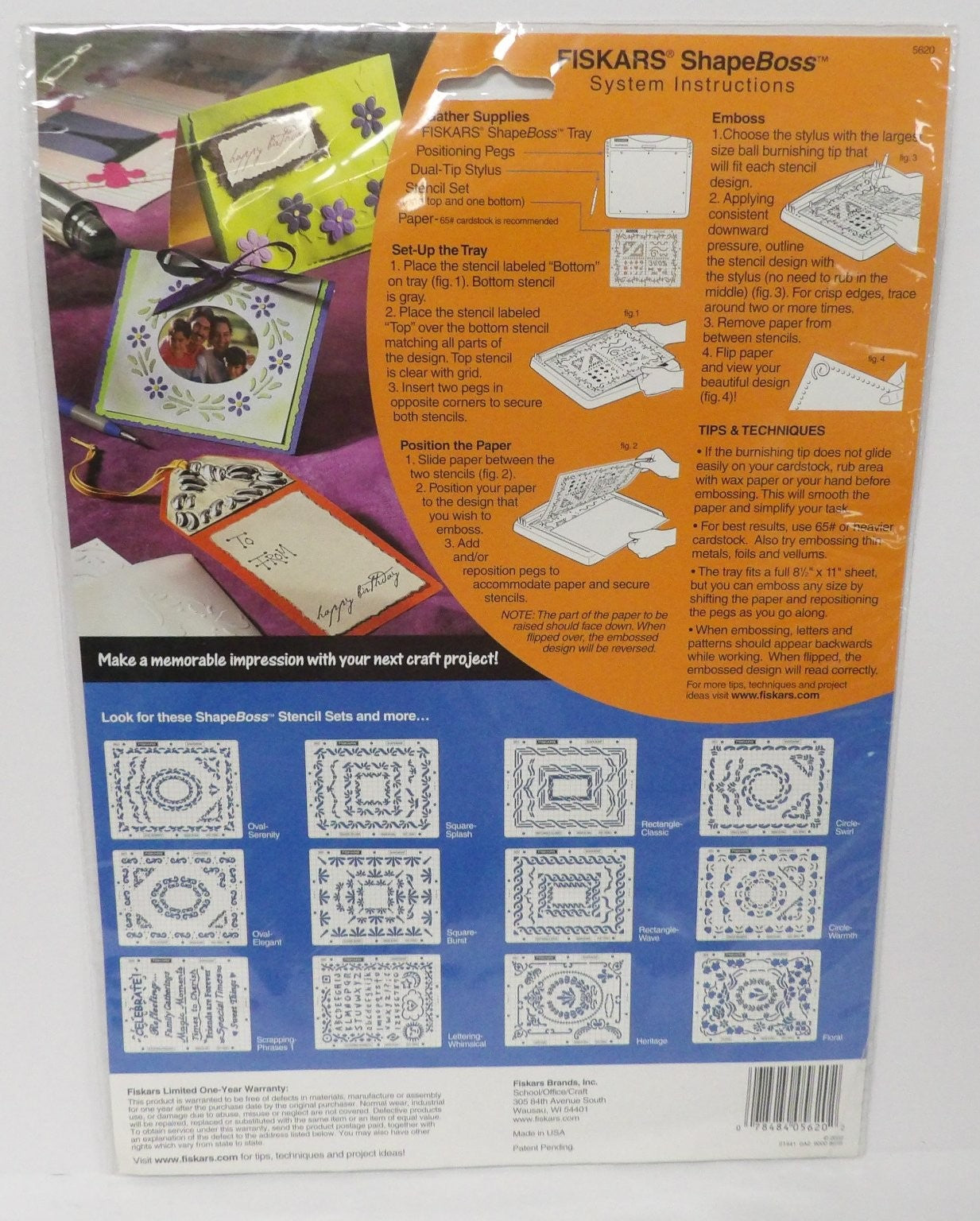 FISKARS ShapeBoss Floral Embossing Stencil Set for Paper/Cardstock