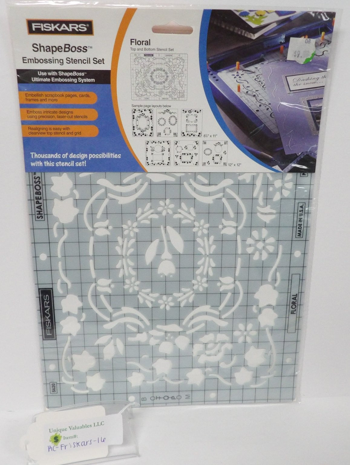 FISKARS ShapeBoss Floral Embossing Stencil Set for Paper/Cardstock
