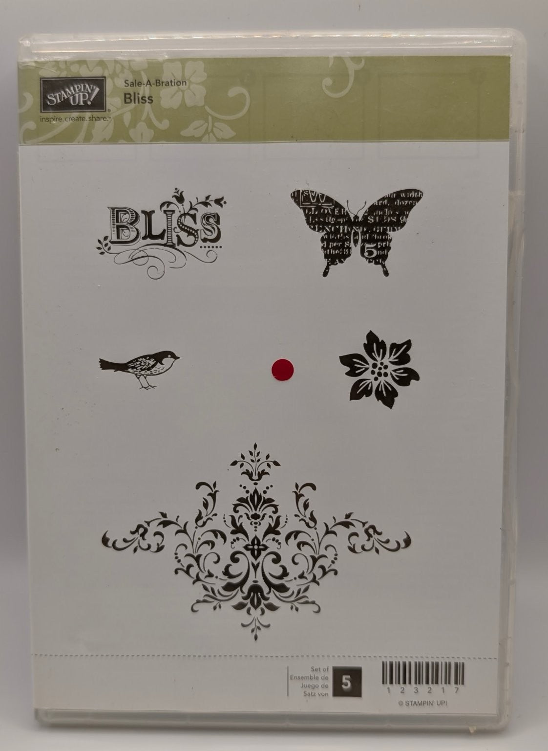 Stampin' Up! Bliss Cling Unmounted Stamp Set Floral Butterfly Bird 5 PCS #123217