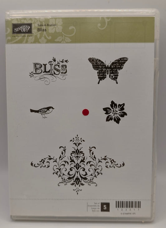 Stampin' Up! Bliss Cling Unmounted Stamp Set Floral Butterfly Bird 5 PCS #123217