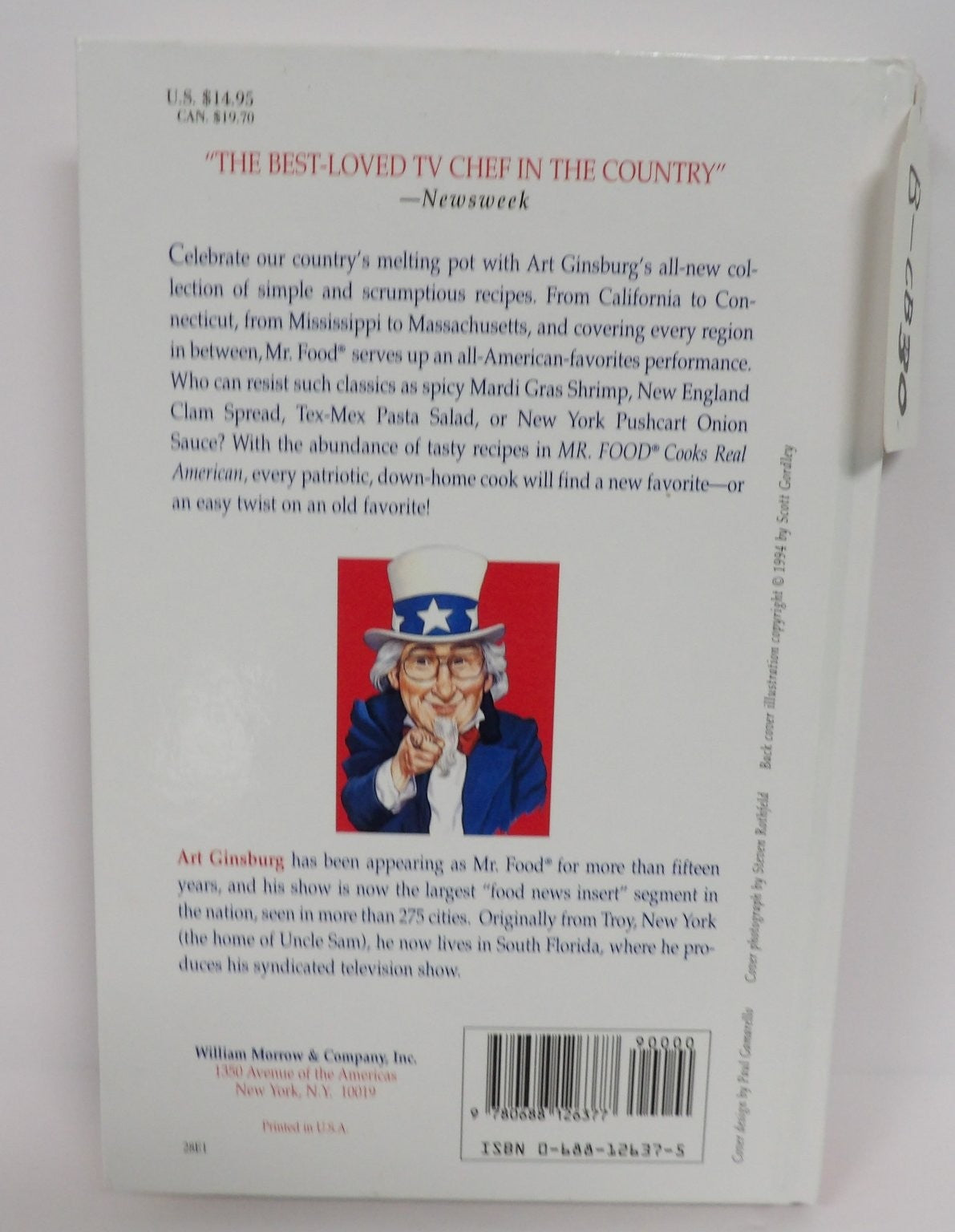 Mr. Food Cooks Real American Art Ginsburg 1994 Cookbook Recipes William Morrow