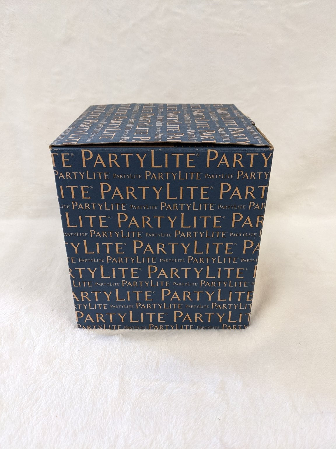 PartyLite Jar Candle Holder Golden Square Metal Leaf Design P92779