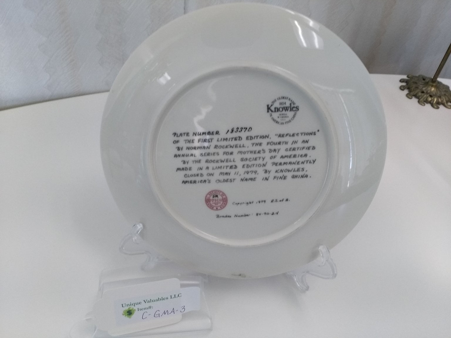 Knowles Mother's Day 1979 Reflections by Norman Rockwell Fine China Bradex LE