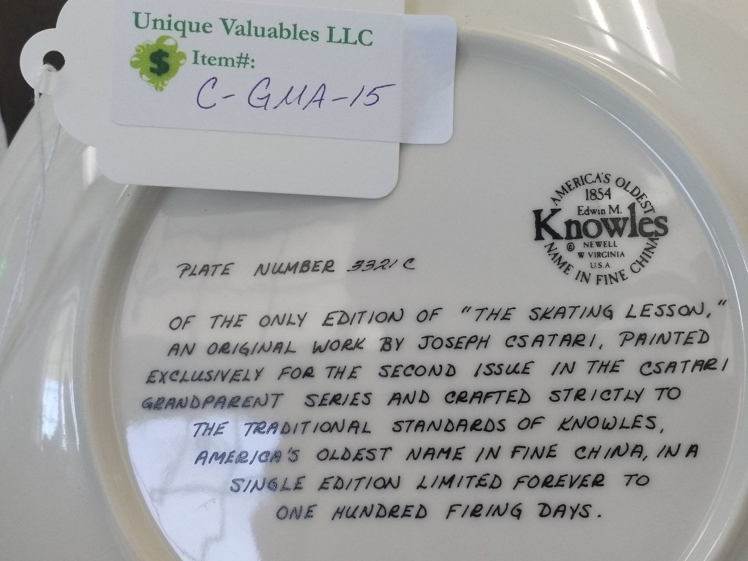 Knowles Csatari Grandparent The Skating Lesson by Joseph Csatari LE 1981