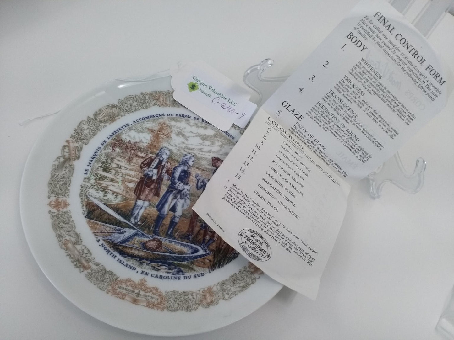 D'Arceau-Limoges Lafayette débarque de son navire Victoire by Restieau Limoges