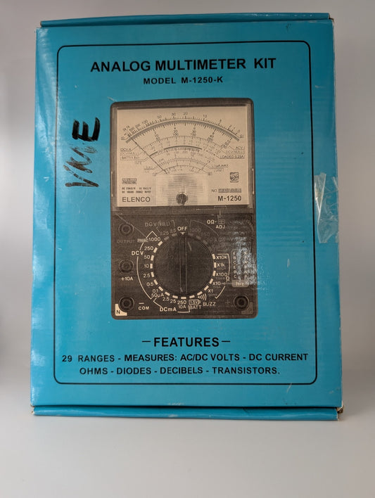 ELENCO M-1250 Analog Multimeter M-1250-K with Box Used UnTested Vintage 