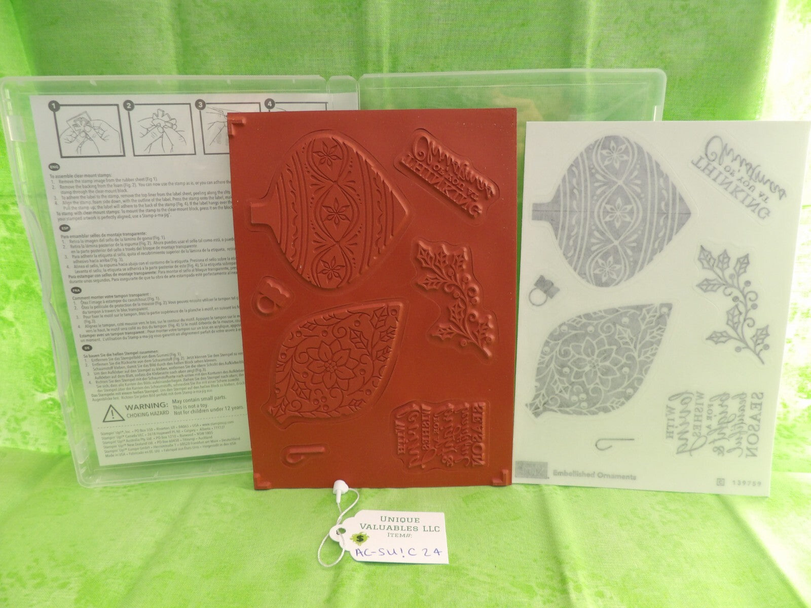 Stampin' Up! Cling Stamp Set 139759 EMBELLISHED ORNAMENTS