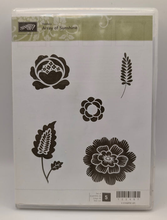 Stampin' Up! Array of Sunshine Cling Stamp Set Floral 5-Piece #122487 Hostess