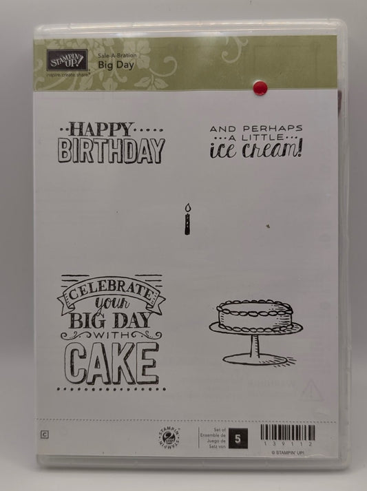 Stampin' Up! Big Day Cling Rubber Unmounted Stamps #139112 Birthday Celebration
