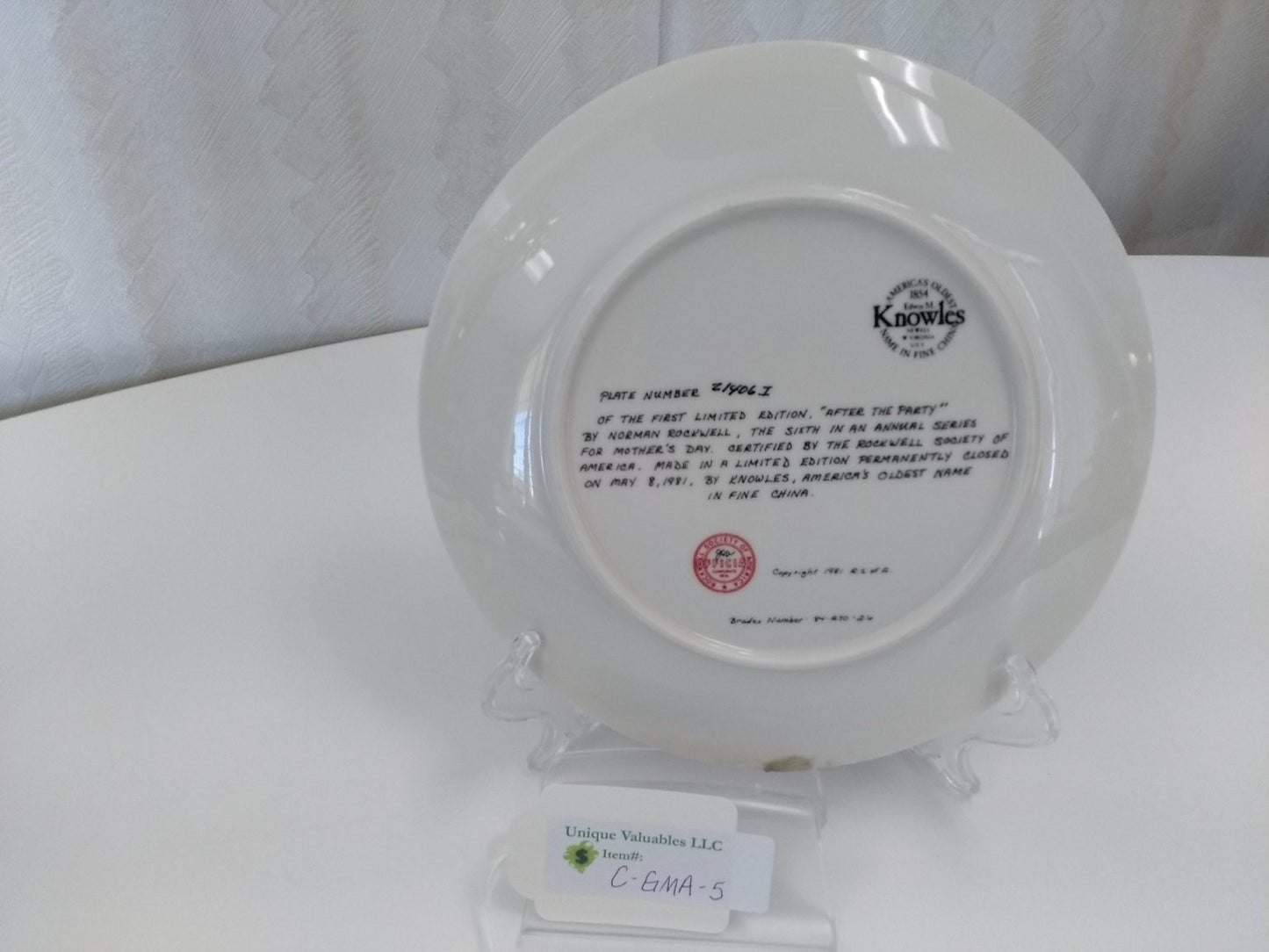 Knowles Mother's Day 1981 After the Party by Norman Rockwell LE Bradex