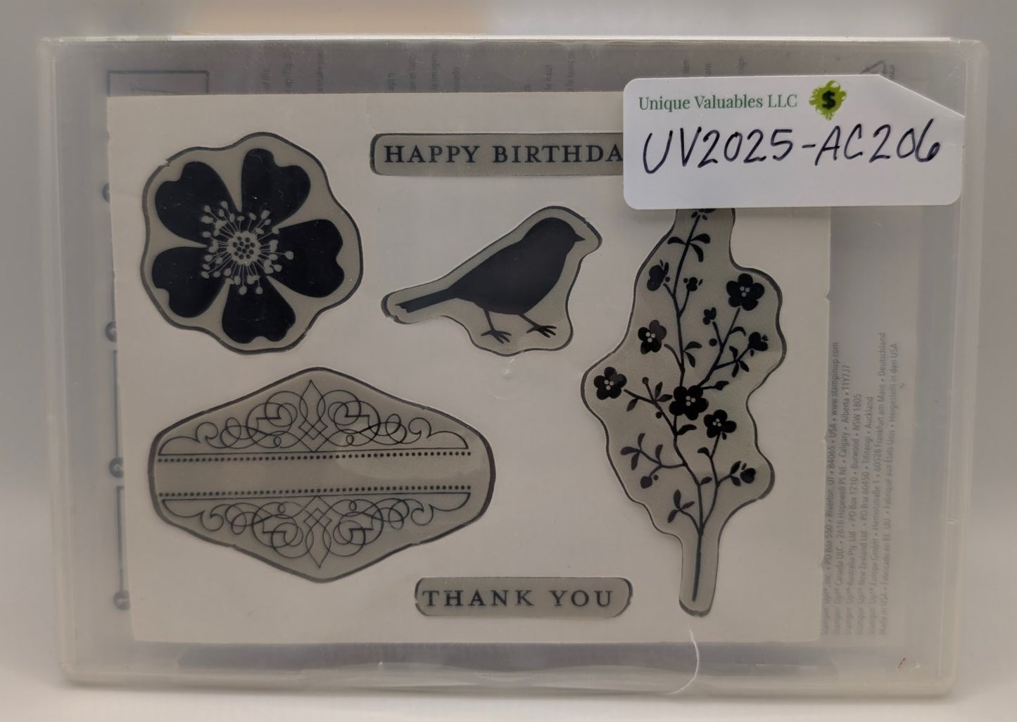Stampin' Up! Morning Meadow Cling Rubber Stamp Set Floral Bird #129678 6 PCS
