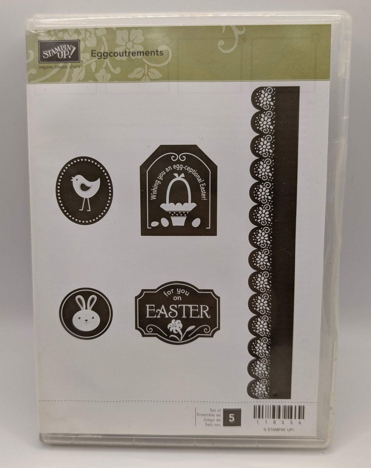 Stampin' Up! Eggcoutrements Cling Rubber Stamp Set Easter Animals Border #118556