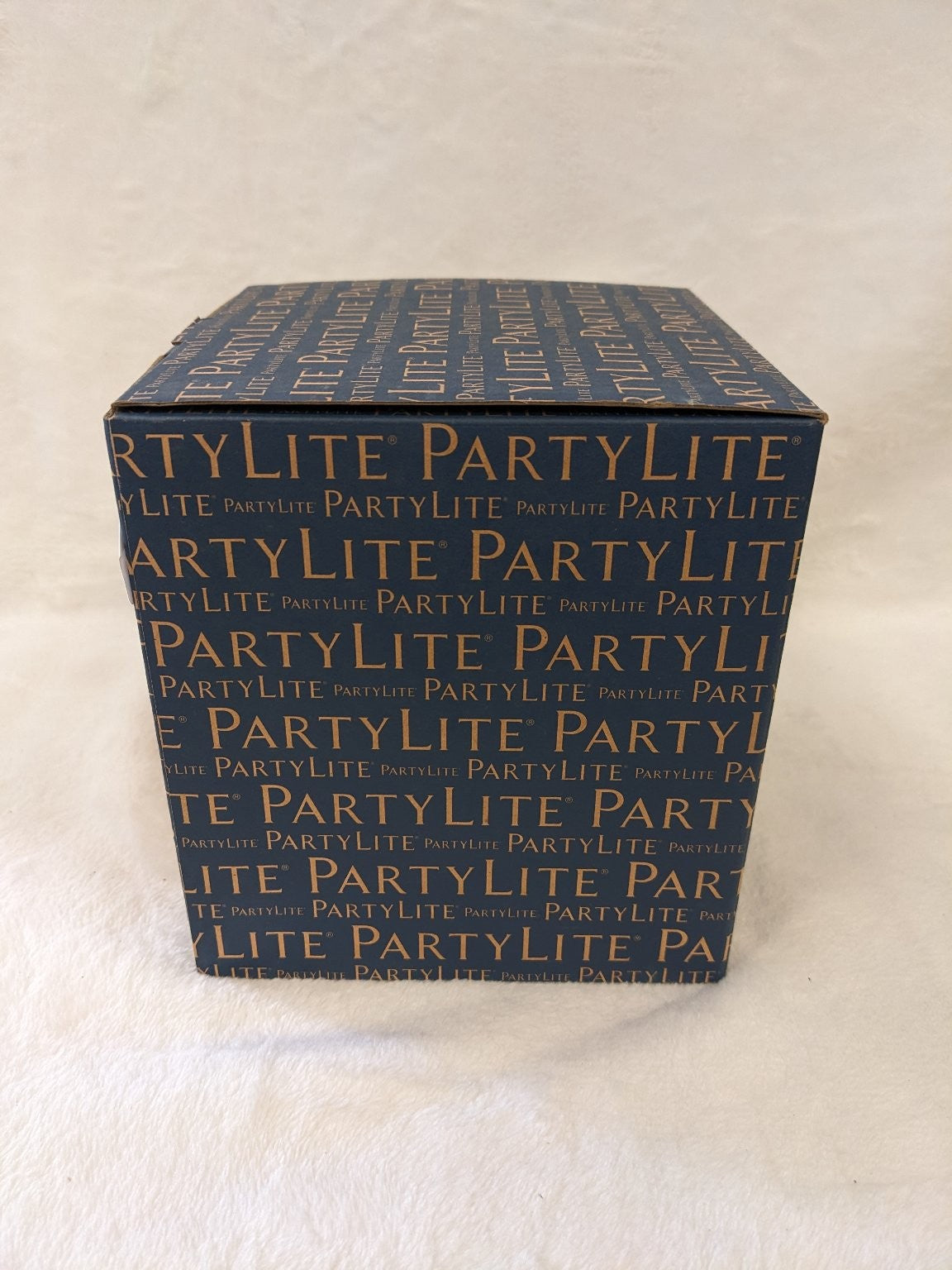 PartyLite Jar Candle Holder Golden Square Metal Leaf Design P92779