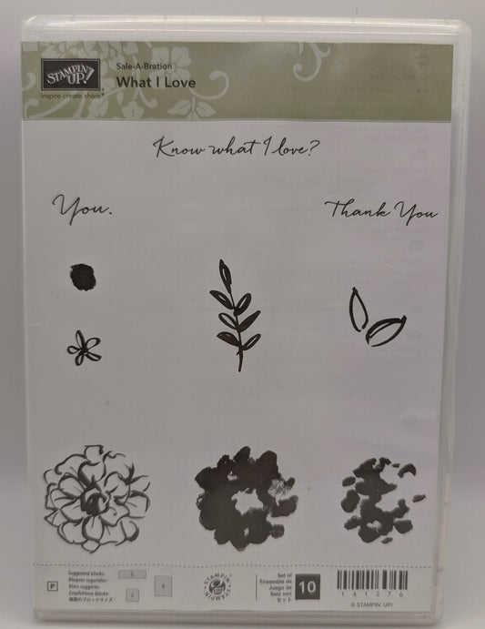 Stampin' Up! What I Love Clear Stamp Set Floral Sentiments 10-Piece #141276