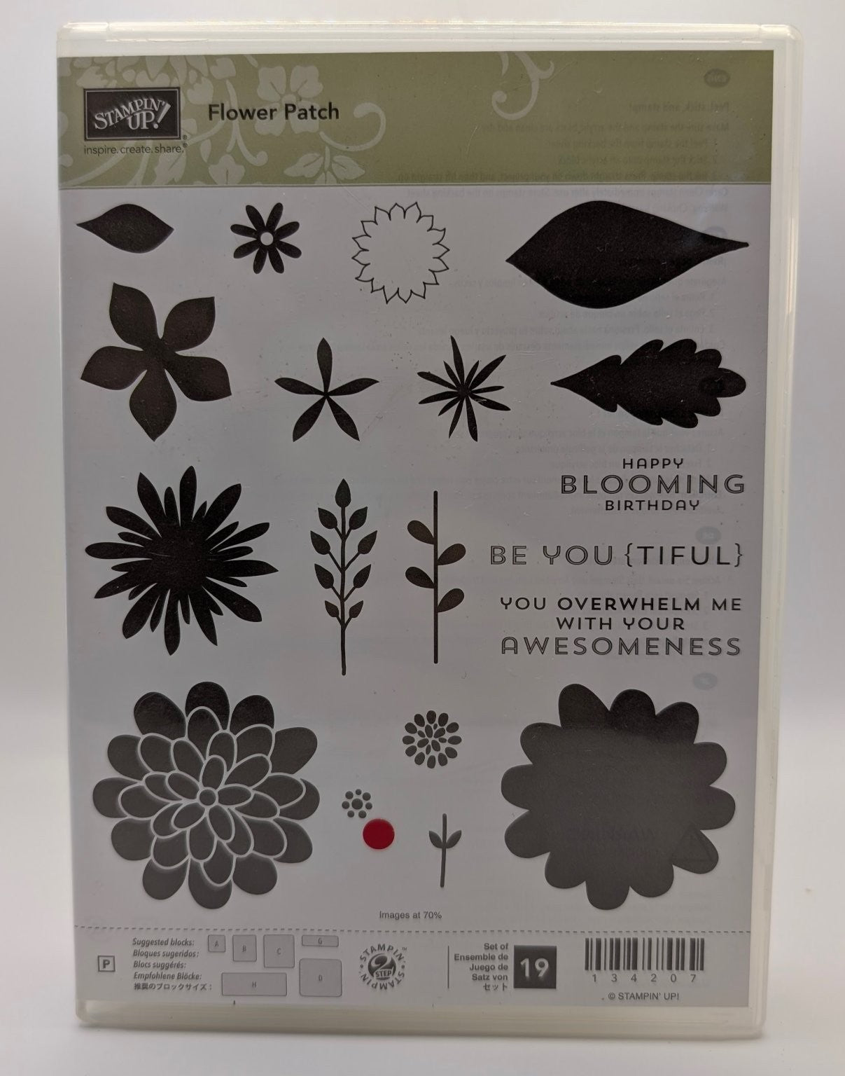 Stampin' Up! Flower Patch Photopolymer #134207 Floral Birthday 19 Pcs Unmounted