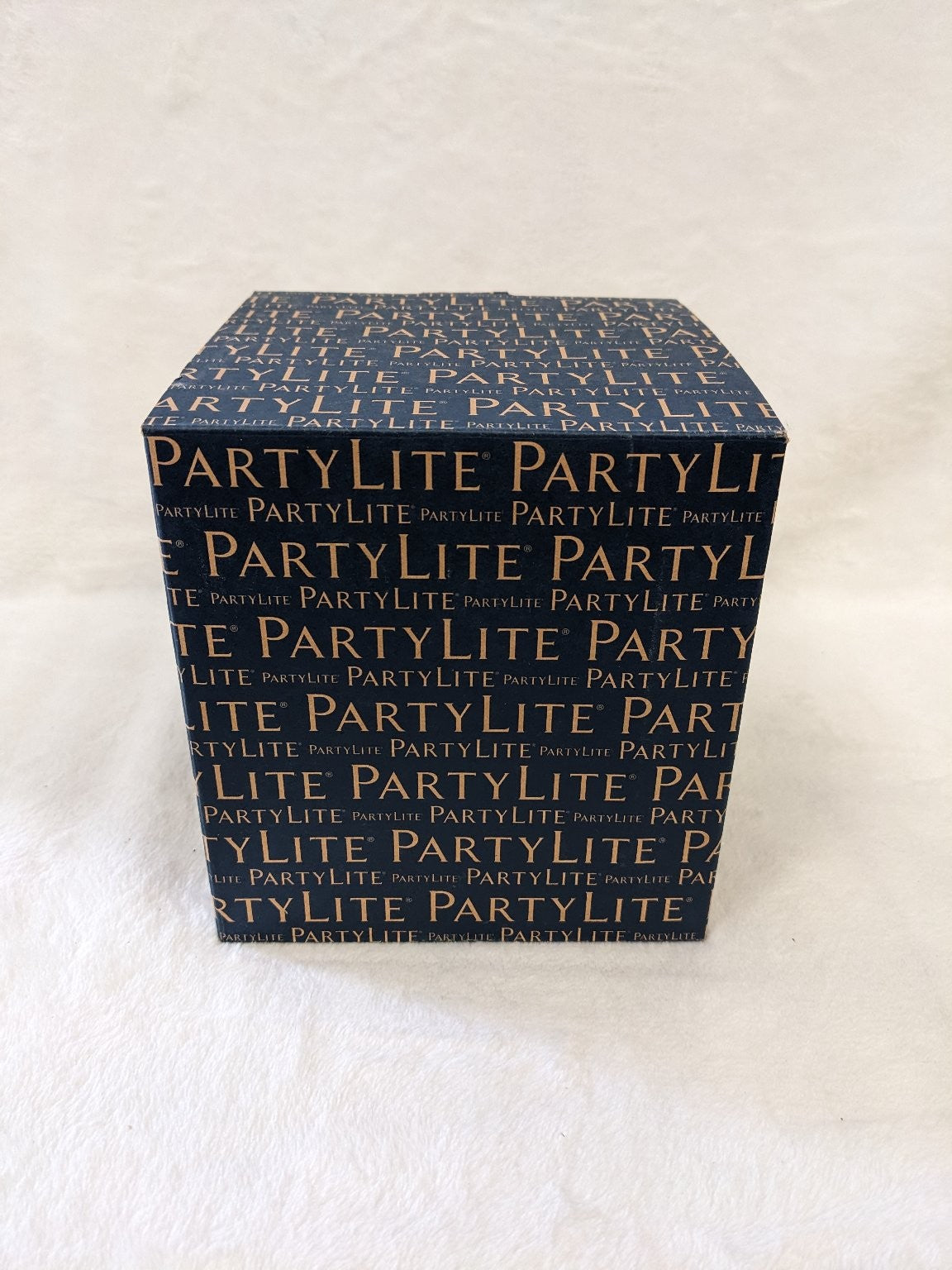 PartyLite Jar Candle Holder Golden Square Metal Leaf Design P92779