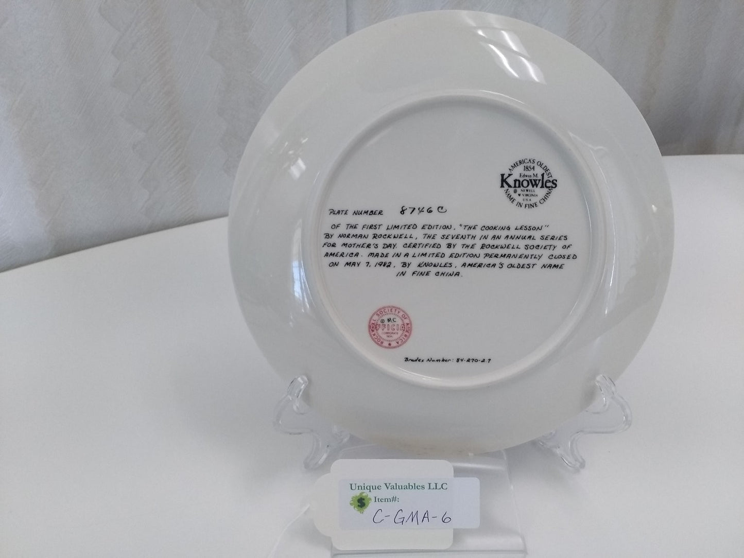 Knowles Mother's Day 1982 The Cooking Lesson by Norman Rockwell LE Bradex