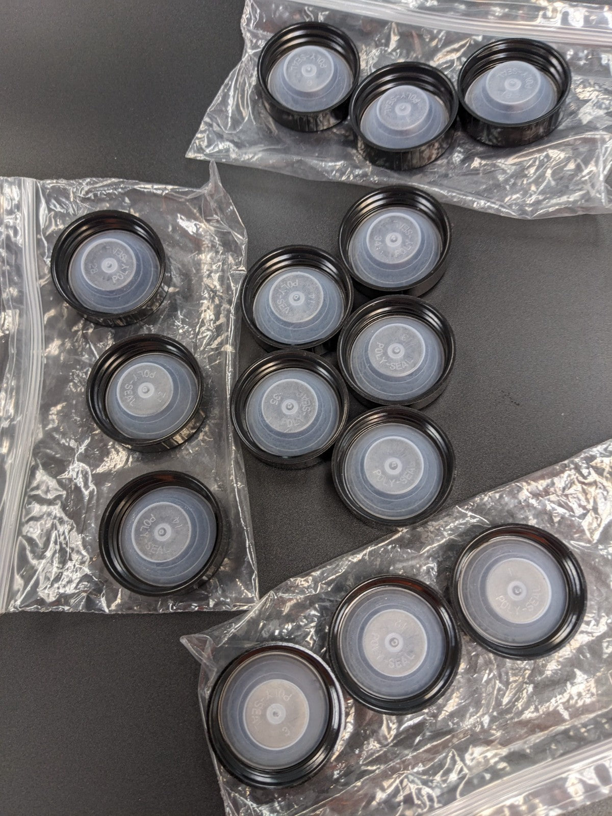 Lot of (14) 1.5" Diameter Plastic Growler Caps Jug Lids Poly Seal Inside ScrewOn