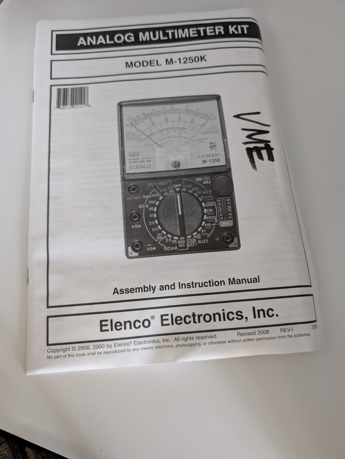 ELENCO M-1250 Analog Multimeter M-1250-K with Box Used UnTested Vintage 