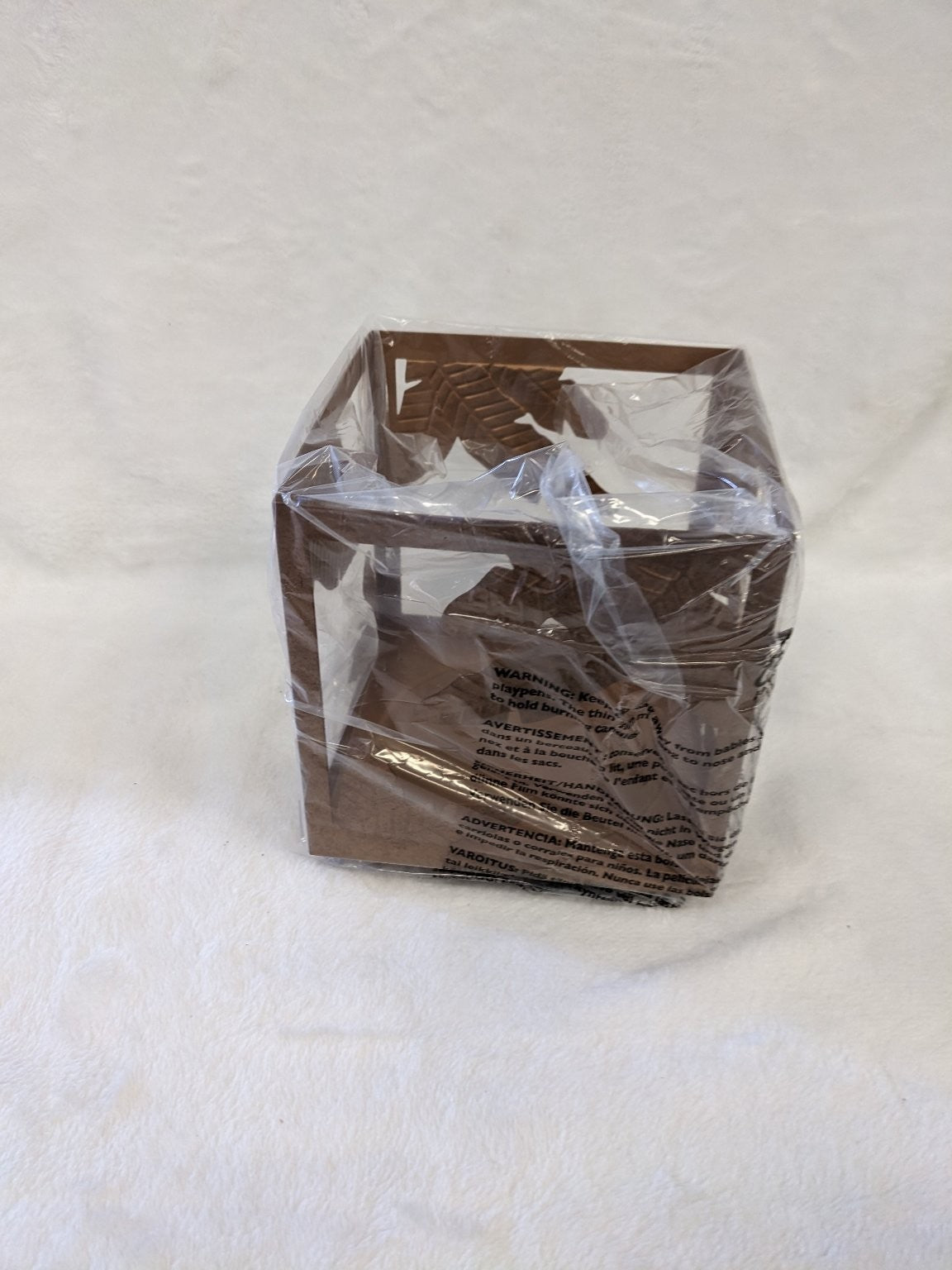 PartyLite Jar Candle Holder Golden Square Metal Leaf Design P92779