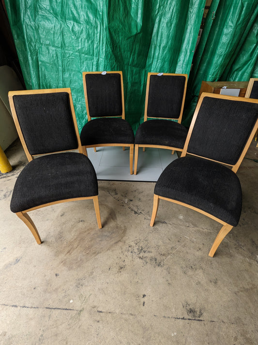 Dining Room Chair -Blonde High Back with Black Fabric seat and backrest