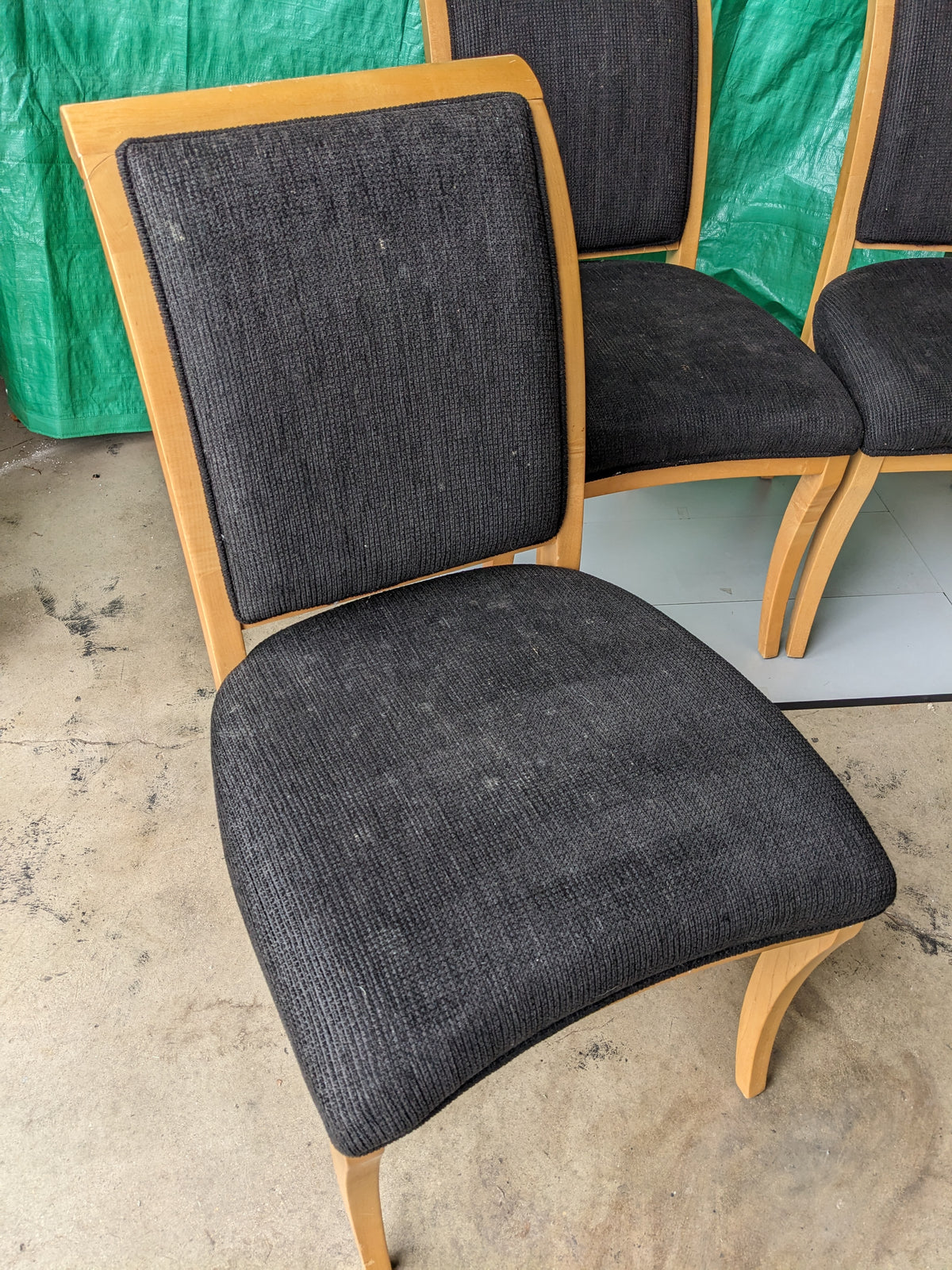Dining Room Chair -Blonde High Back with Black Fabric seat and backrest