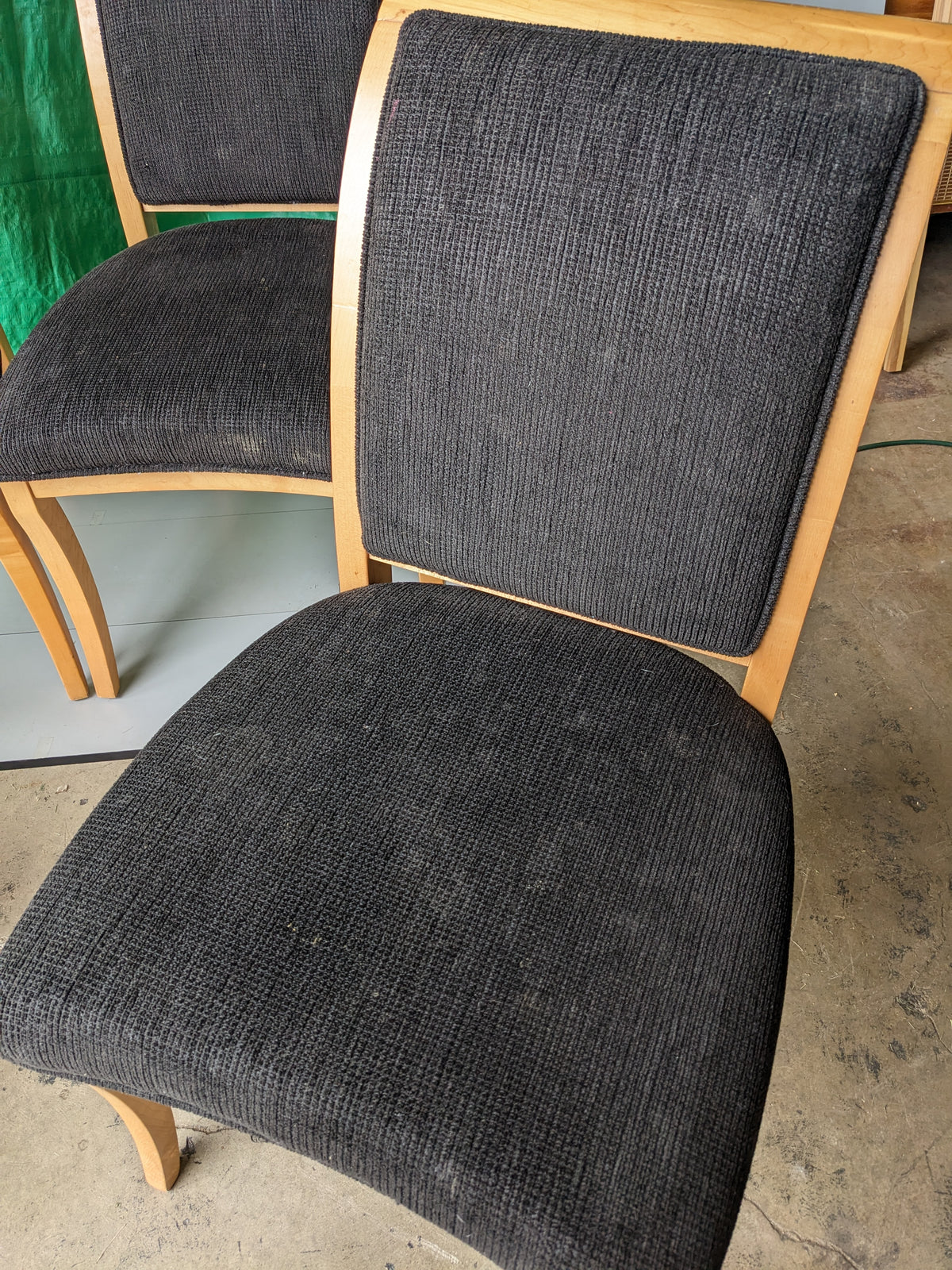 Dining Room Chair -Blonde High Back with Black Fabric seat and backrest