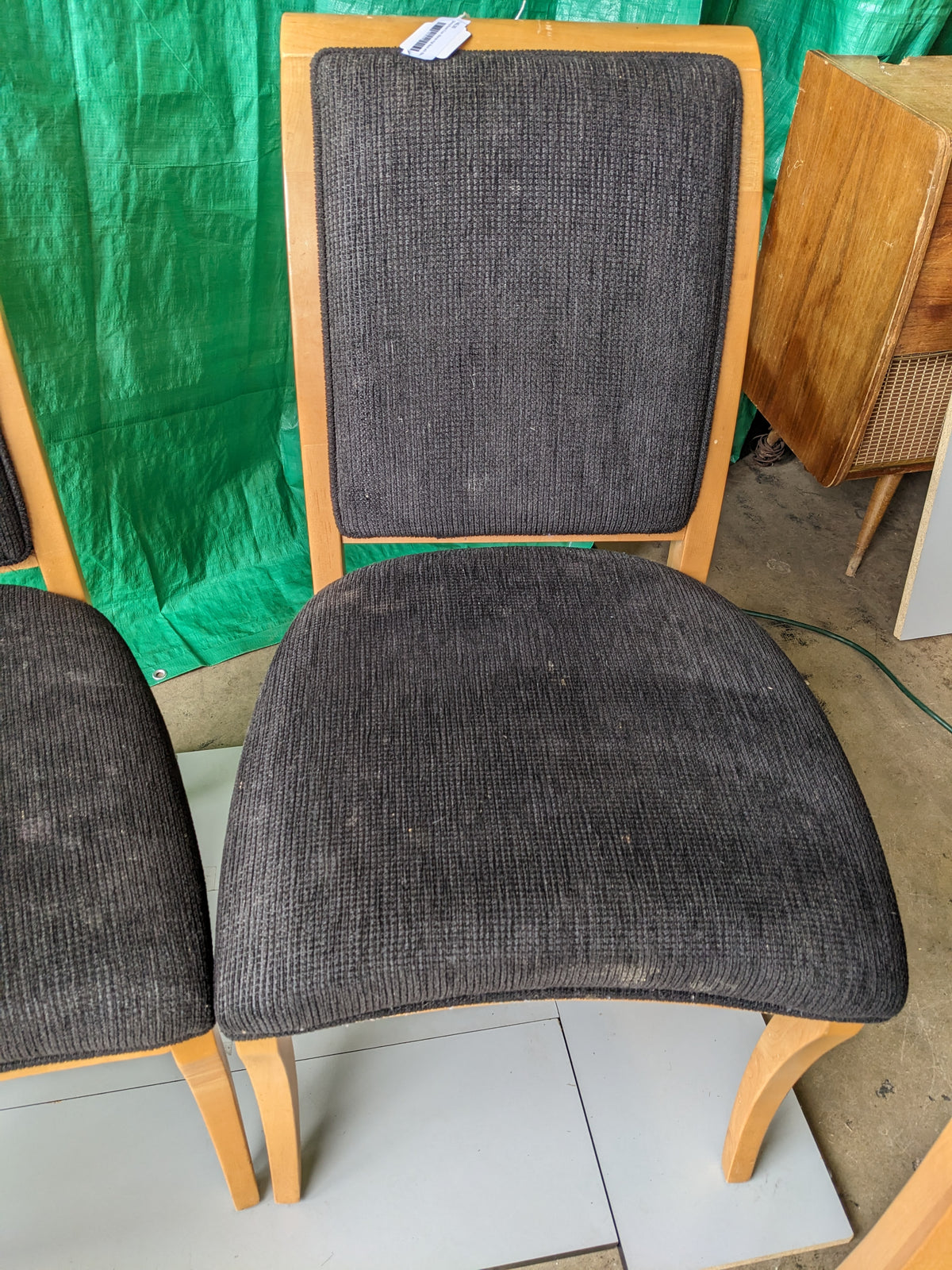Dining Room Chair -Blonde High Back with Black Fabric seat and backrest